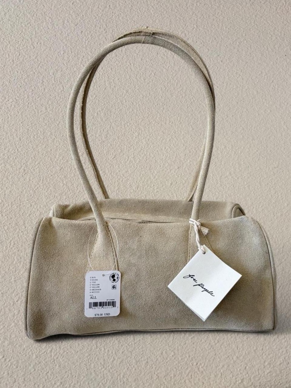 Free People Neutral Beige Suede Shoulder Bag